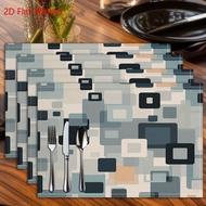 4PCS 2D Flat Printed Abstract square Table Mats, Linen Placemats, Heat-resistant Kitchen Table Mats,