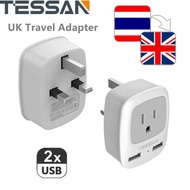 TESSAN Type G Power Outlet Thailand To UK Ireland Travel Plug Adapter With 2 USB Ports 3 In