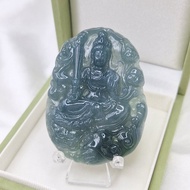 冰潤深藍水 文殊菩薩 吊墜 生肖兔守護神 | 天然A貨翡翠