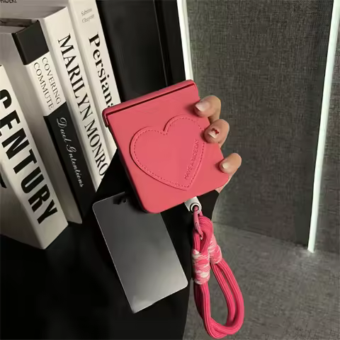 Luxury Gradient Pink Love Heart Phone Case with Strap for Motorola Razr50 Razr 60 Ultra 70ultra Cove