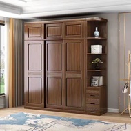 💘&amp;Walnut Sliding Door Wardrobe Solid Wood Sliding Door New Dressing Mirror Wardrobe Modern Chinese Style2Door3Door Bedro