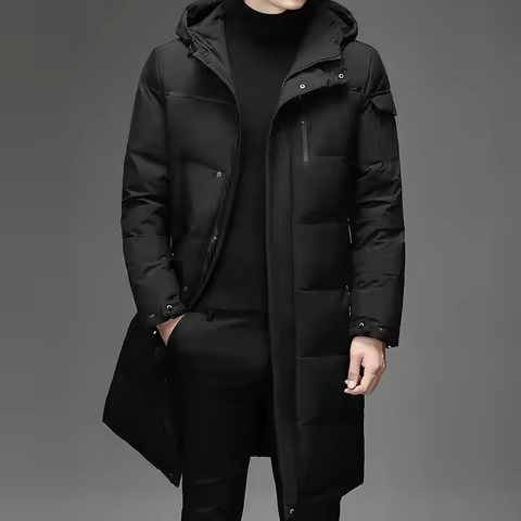 Warm Men White Goose Down Jacket Coats Winter Plus Size Casual Long Padded Jacket Comfortable Thick 