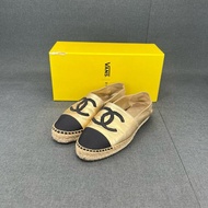 Chanel香奈兒經典雙C 漁夫鞋 黑金 38碼