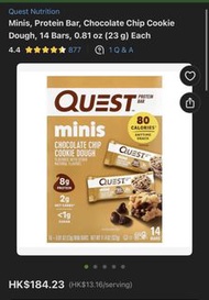 Quest Nutrition Minis Chocolate Chip Cookie Dough Protein Bars