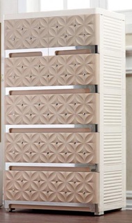 Syllere - 新款歐式PP環保塑料多櫃桶儲物櫃抽收納櫃多層整理箱五斗櫃 戶外儲物櫃 尺寸 D尺寸：Ｗ50CM * D40CM * H122CM（六層） 顔色 米色