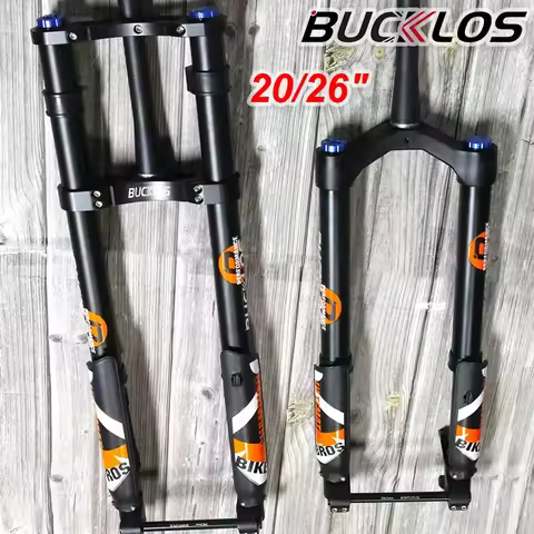 BUCKLOS 20/26" E-Bike Air Suspension Fork 140/180mm Travel Rebound MTB Beach Fat Bike Fork Disc Brak