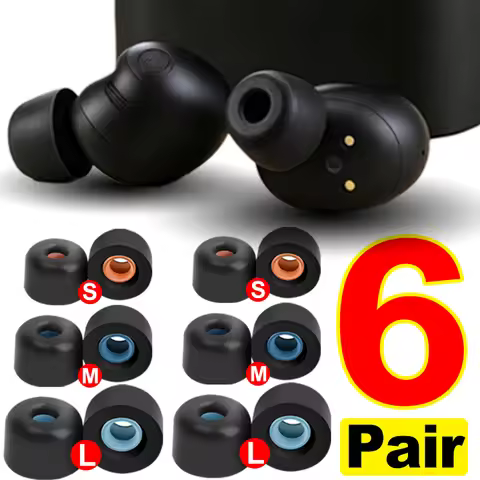 6-1Pair Memory Foam Tips for Sony WF-1000XM6 WF-1000XM5 WF-1000XM4 WF-1000XM3 with Dust Mesh Anti-Sl