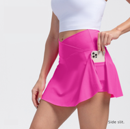 ELU Women Sports Short Skirt 2 in 1 Yoga Shorts Side Fork Fitness Running Tennis Badminton Anti Exposure Skirt Gym