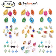 Beebeecraft 40-100pc Electroplated Glass Charms with Brass Findings Rondelle Faceted Golden Mixed Color 9.5x5.5~6mm Hole: 2mm