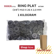 M10 PlateRing (3/s 8") 1 KG BLACK / WP 10x26x2.0 Kiloan 1Kg Washer Plate 10 mm (1 Kilo gram)