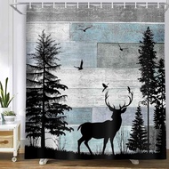 MERCHR Rustic Forest Deer Shower Curtain Cabin Farmhouse Country Lodge Bathroom Decor Polyester Fabr