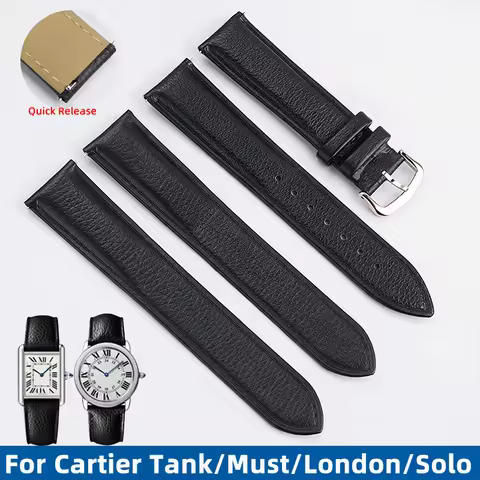 16/17/19/20/22/23mm Quick Release Watch Band For Cartier Tank Must London Solo Soft Comfortable Genu