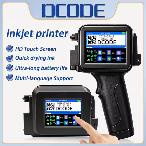 DCODE 12.7mm Mini Handheld Inkjet Printer QR Barcode Batch Date Number Logo Expiry Date Coding Machi