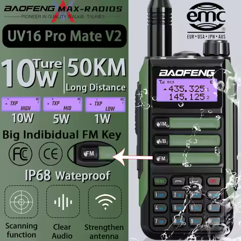 2023 BaoFeng UV-16 Pro Mate V2 Maximize 10w Walkie Talkie Long Range Waterproof UV16 Pro V2 Two Way 