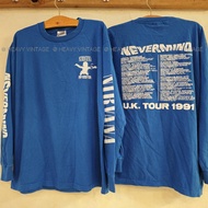 NIRVANA NEVERMIND U.K.TOUR 1991 แขนยาว ฟอกพิเศษ เสื้อทัวร์ วงร๊อค วินเทจ heavy vintage shrit