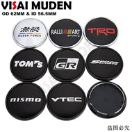 4PCS OD 62MM / ID 56.5MM Cap Sport Rim GR TRD TOM'S MUGEN SPOON SPORTS NISMO RALLIART Emblem Wheel C