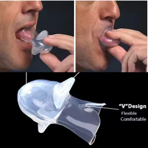 1PCMedical Silicone Anti Snore Device Apnea Aid Snore Stop Tongue Retainer Anti Snoring Mouthpiece a