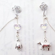 |極地的愛|北極熊與企鵝・施華洛世奇愛心 環保意識耳環 純銀耳鏈