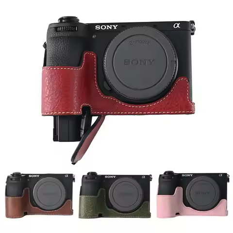 Retro Protective Half Camera Case for Sony A6700 ILCE-6700 A6400 A6300 Anti-fall Non-slip Litchi Gra