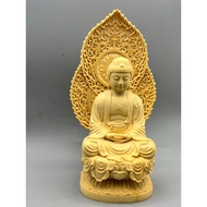 18cm Cypress Carved Home Buddha Statue Ornaments Sakyamuni Buddha Three Treasures Buddha Amitabha Buddha Medicine Buddha Chinese Wine Cabinet Man