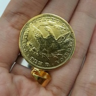 24k gold plated large coin pendant