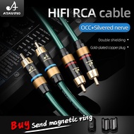 HIFI rca cable OCC nerving core cable double shielding 2RCA to 2RCA Interconnect audio signal cable For Amplifier DAC TV