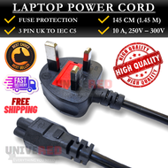 [UK Plug] High Quality 3 PIN UK TO IEC C5 Laptop (Notebook) Power Cord (Cable) with Fuse Protection 