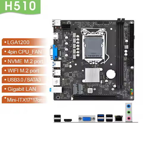 H510 mini itx 170*170mm motherboard Support LGA 1200 10/11 CPU mainboard NVMe WIFI M.2 port LGA1200 