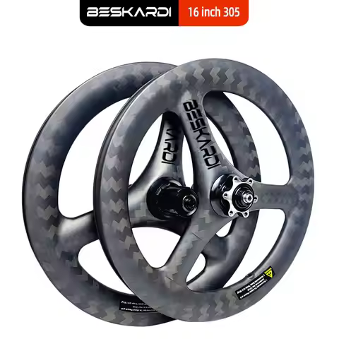 Folding Bike 16inch 305 Trispokes 11 Speed 3 Spokes Carbon Wheels Rim Disc Brake T700 T800 BESKARDI 