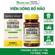 Viên Uống Bổ Não Mason Natural Ginkgo Biloba Hỗ Trợ Tăng Cường Tuần Hoàn Máu Não 60 Viên/Hộp