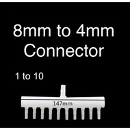 Connector 1 to 10 PE Hose 8/ 11 mm to 7/ 4 mm | 8mm Intake to 4mm Outlet Hose Splitter Fish Tank Fit
