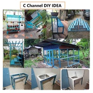5ft+- (59'') C Channel Biru / Batten Blue Besi Bumbung C Besi Bumbung V Rack Besi DIY Reban Ayam Arn