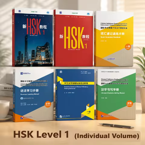 New HSK 3.0 Chinese Course Series Level 1 – Textbook, Workbook, Vocabulary Handbook & Grammar Guide
