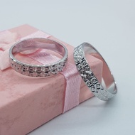 (2line)Original 925silver ring with white gold plated cincin perak925