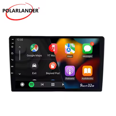 Android 4-Core Car Stereo 9" Double Din 2+32G Bluetooth 5.4 Handsfree Call Offline Online Navigation
