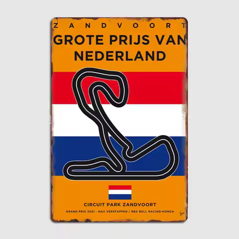 Zandvoort Grote Prijs Van Nederland Circuit F1 Race Track Metal Poster Sign Club Custom Wall Decor T
