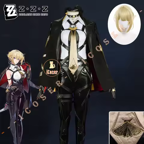 iCoser Zenless Zone Zero Evelyn Chevalier Cosplay Costume Wig Uniform Jacket Headwear Earrings Stars