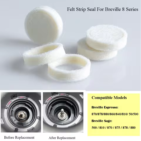 Wool Circle Gasket for Breville 870/878/880/500 - Felt Strip Seal (Espresso Machine Part) Grinder Bu