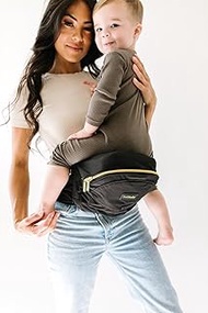 TushBaby The Only Safety Certified Hip Seat Baby Carrier - As Seen On Shark Tank, Ergonomic Waist Carrier for Newborns, Toddlers &amp; Children, Black/Gold