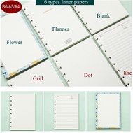 B6/A5/A4 Notebook Refill Sheets for DIY Notebook with 7/8/11 Mushroom Holes Inner papars 6 styles