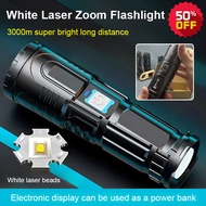 White Laser Telescopic Zoom Flashlight Usb light strong flashlight telescopic zoom white laser beam 