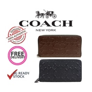 *SG* Coach Men's Embossed Signature Logo Leather Long Wallet