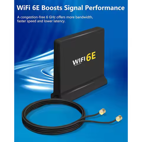 High Gain 12dBi WiFi 6E Antenna Magnetic Base Tri-Band 2.4GHz/5.8GHz/6GHz RP-SMA Enhanced Signal Des
