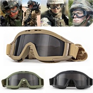 Airsoft Tactical Goggles 3 Lens Windproof Dustproof Shooting Motocross Motorcycle Mountaineering Gla