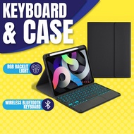 RGB Bluetooth Keyboard and Case Wireless Keyboard Case with Pencil Slot Magnetic Keyboard Soft Case