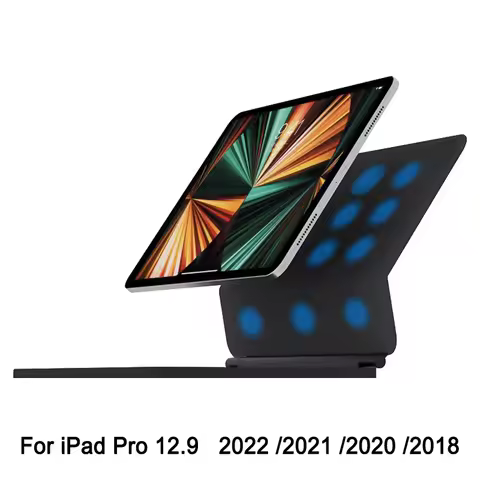 T89 Magnetic Suspended Tablet Keyboard PU Leather Case For iPad Pro 12.9 2022 /2021 /2020 /2018, Blu