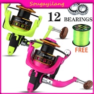 Sougayilang Gear Ratio 5.0:1 Spinning Fishing Reel 12 Metal Ball Bearings Right/Left Hand Spinning R