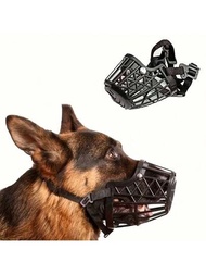 1入組透氣犬口罩，用於防止小型和中型犬咬和進食，犬用口套防止吠叫工具