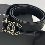 Chanel經典黑金皮帶