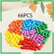 [Amleso] 66x Board Games Pawns,Multicolor Game Pawns,Game Supplies,Human Shaped